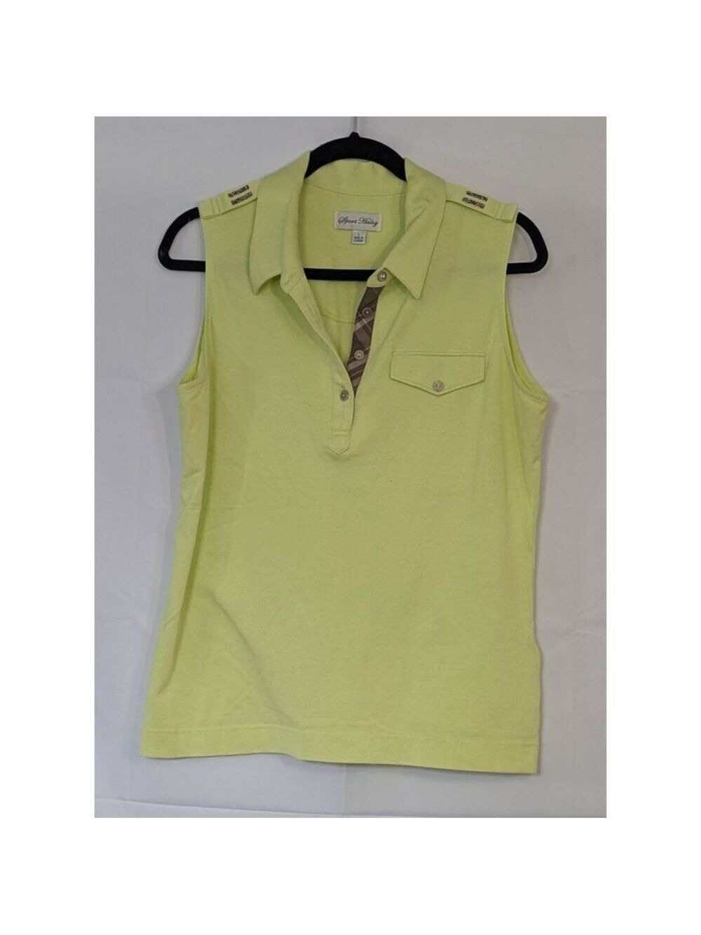 Sport Haley Green Sleeveless Golf Polo Rhinestone Detail Large